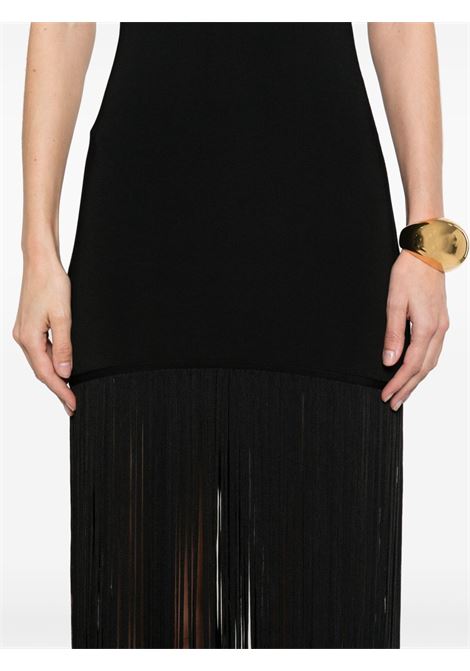 Abito midi con frange in nero David koma - donna DAVID KOMA | RE25DKKN01DBLK
